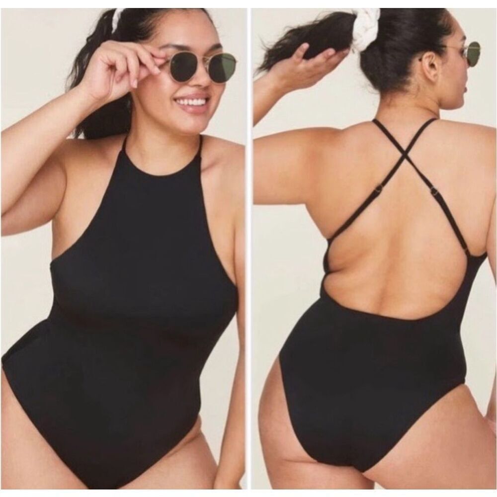 Andie Swim The Asbury One Piece Swimsuit NWT Black Size Large Eco